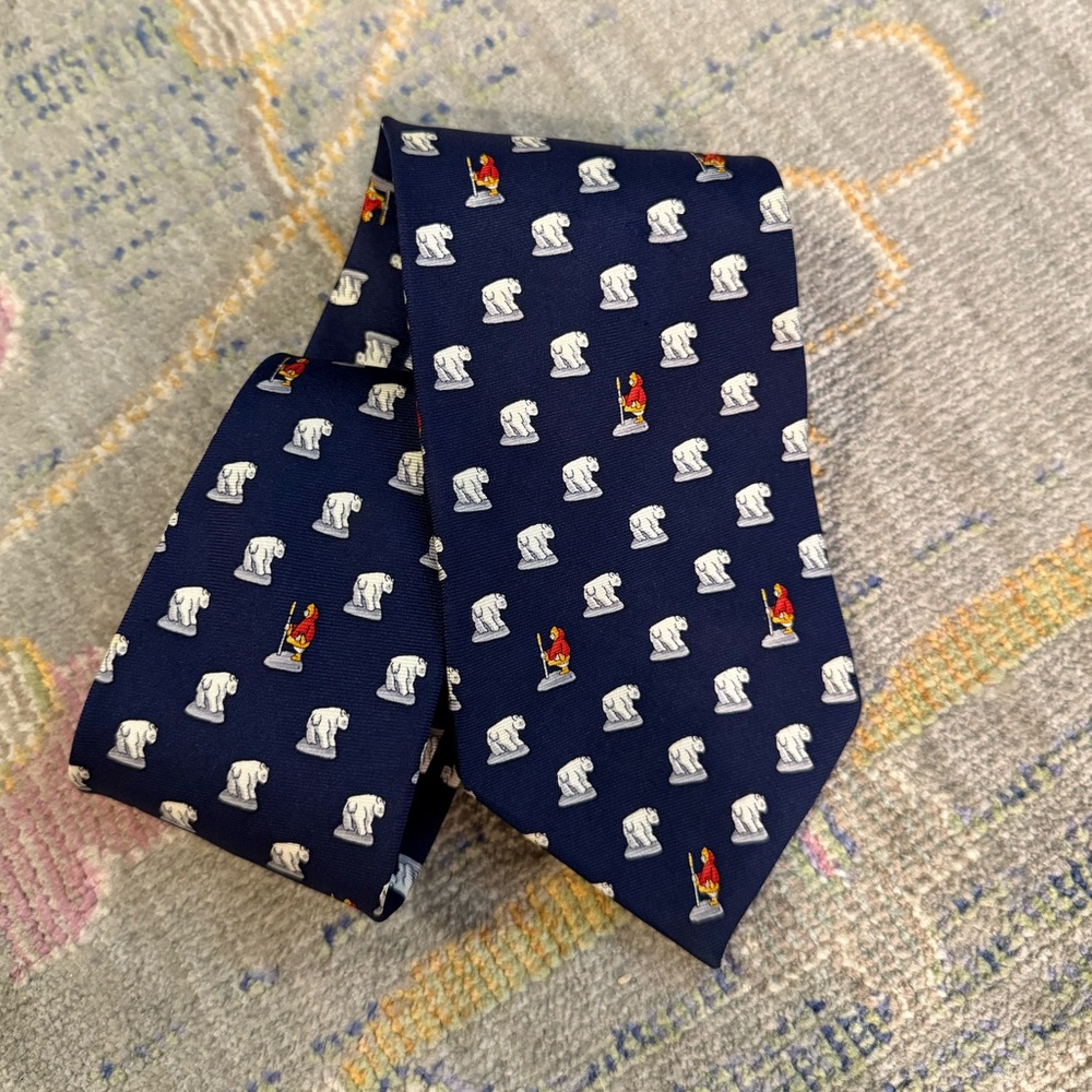 J.CREW Navy Blue Polar Bear Eskimo Silk Tie